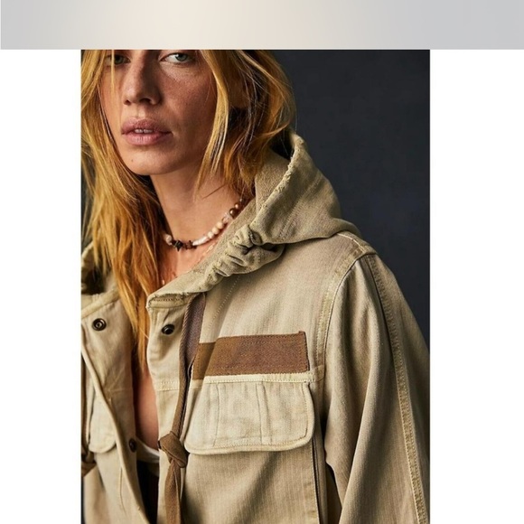 We The Free Tan Trapeze Military Jacket with Adjustable Waist - Picture 3 of 8